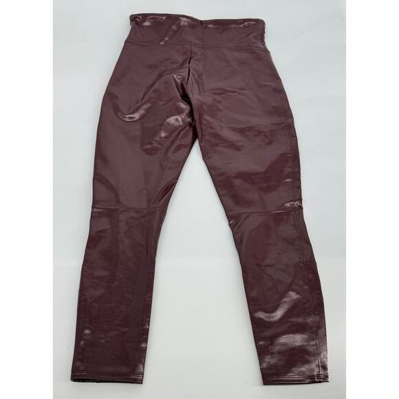 Spanx Patent Leather Leggings Burgundy Red High Shine Size Large - Picture 7 of 8